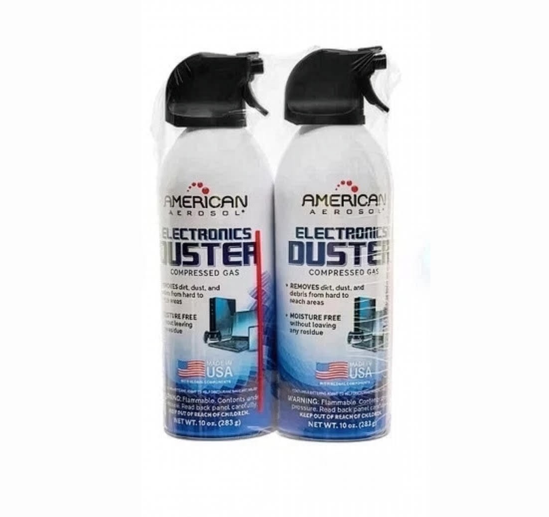 American Aerosol Compressed Gas Electronics Duster, 10 oz Cans, 2-Pack.