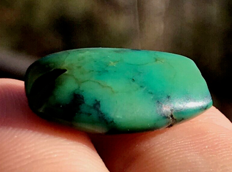 RARE ANTIQUE VERY OLD TIBETAN TURQUOISE BEAD - BEAUTIFUL WORN PATINA!