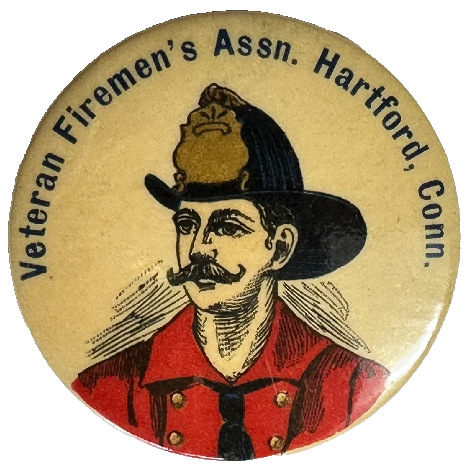 c1910s Veteran Firemen's Assn Hartford CT 1.75" Celluloid Pinback