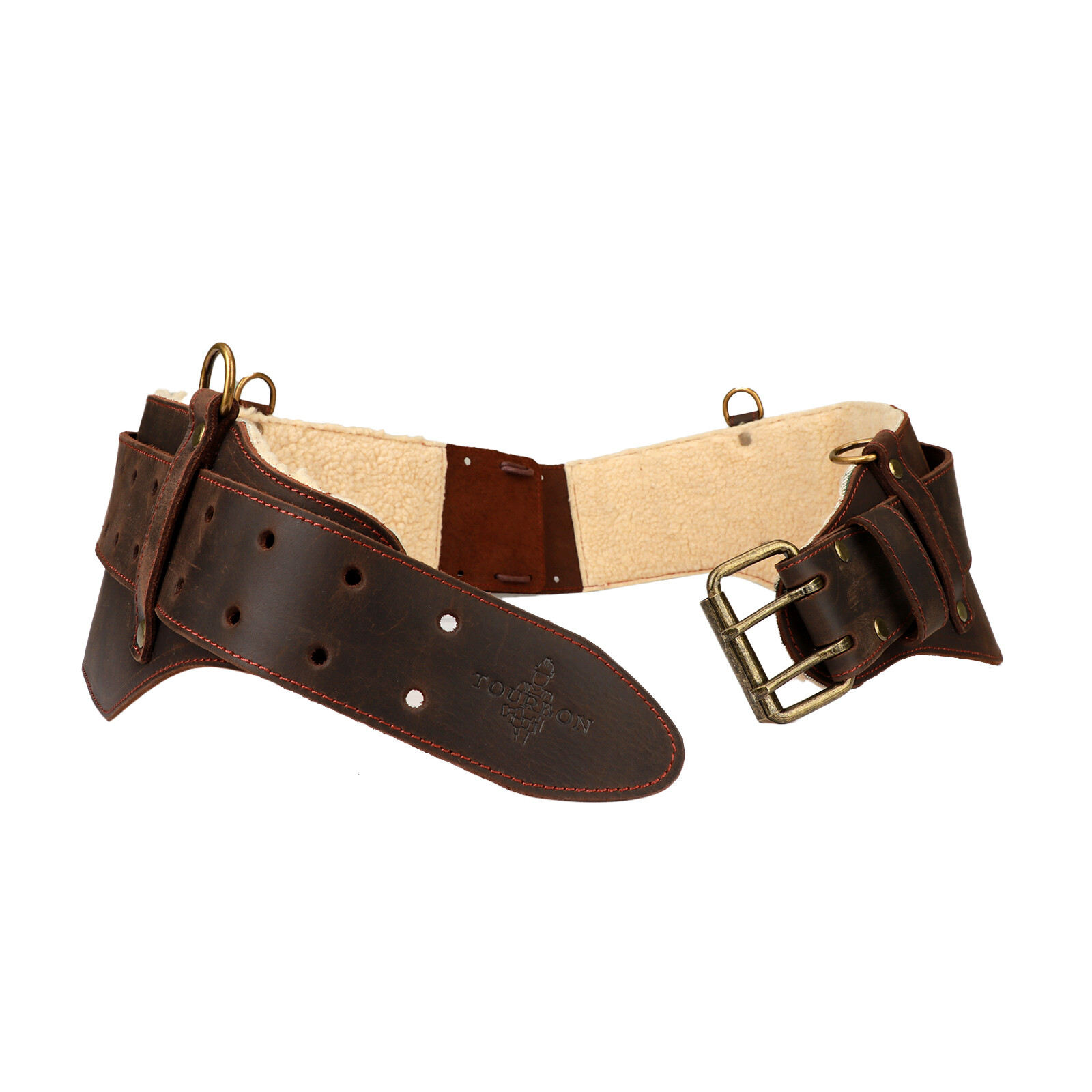 TOURBON Leather Logging Belt Kits Felling Tools Carry Suspenders Adjustable Gift