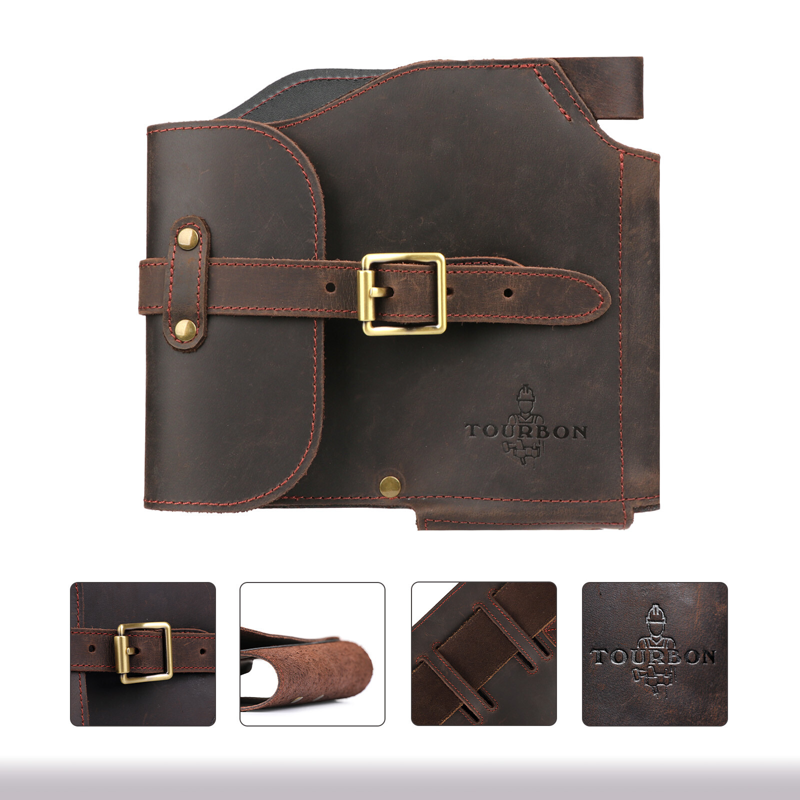 TOURBON Leather Logging Belt Kits Felling Tools Carry Suspenders Adjustable Gift