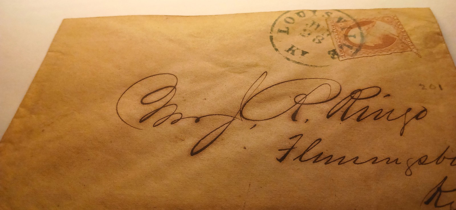 🏴‍☠️ 1851 #10-11 Washington Fancy Cover- Louisville KY Blue Cancel