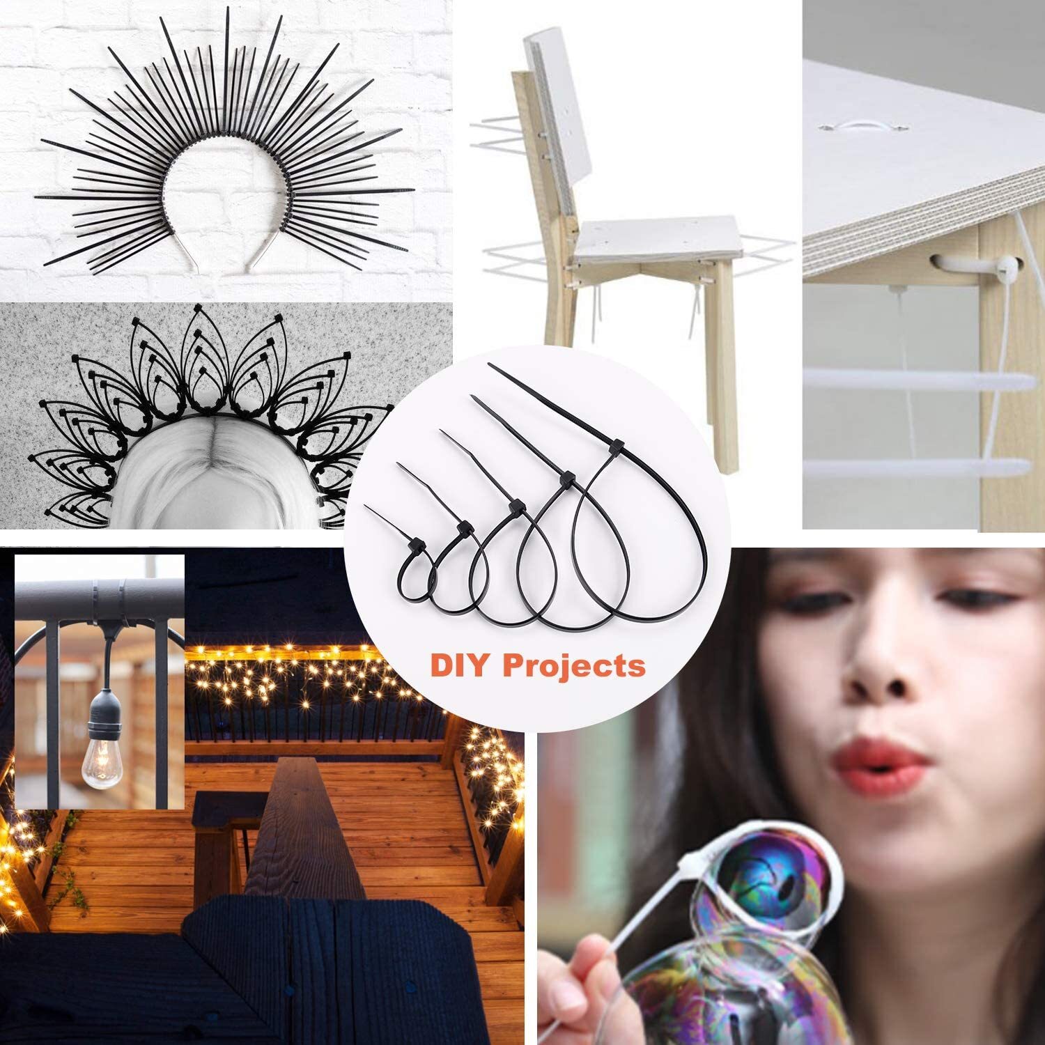 100 - 1000 Pcs 8" Heavy Duty Wire Cable Zip UV Black Nylon Tie Wraps Industrial