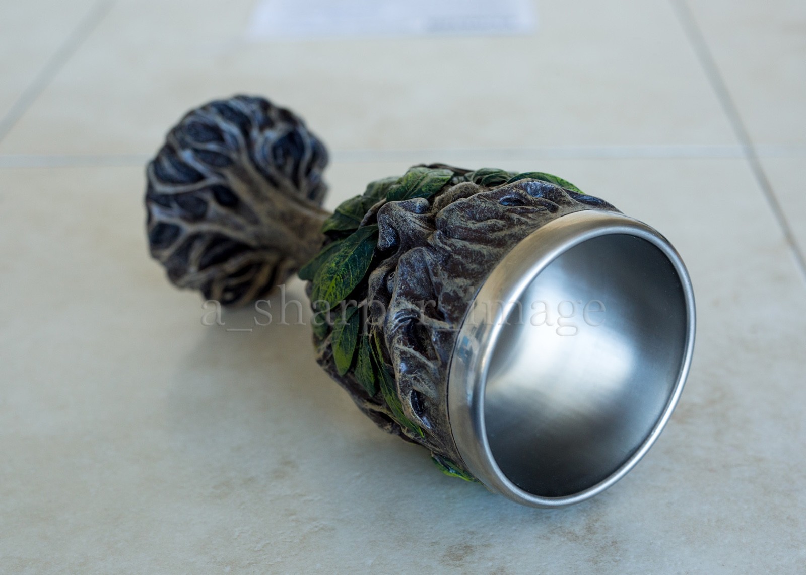 Greenman Wood Spirit 7" Goblet Chalice Hand Painted Fantasy Nature...Beautiful!