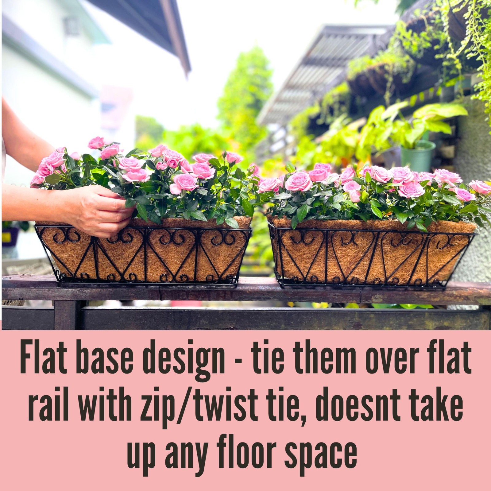 LaLaGreen Wal Planters - 4 Pack, 16 Inch Deck Railing Hanging Basket, Window ...