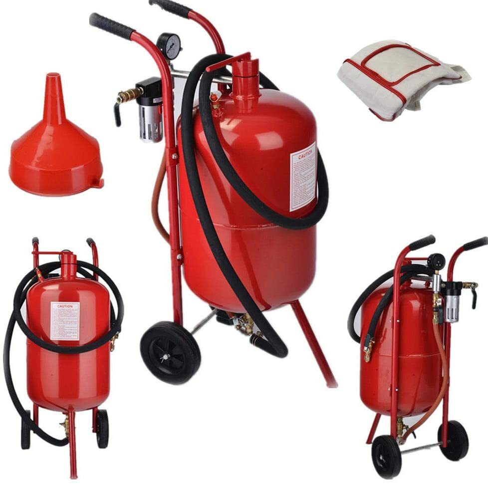 Portable 10 Gallon Pressurized Abrasive Air Sandblaster Sand Blaster W/Nozzle