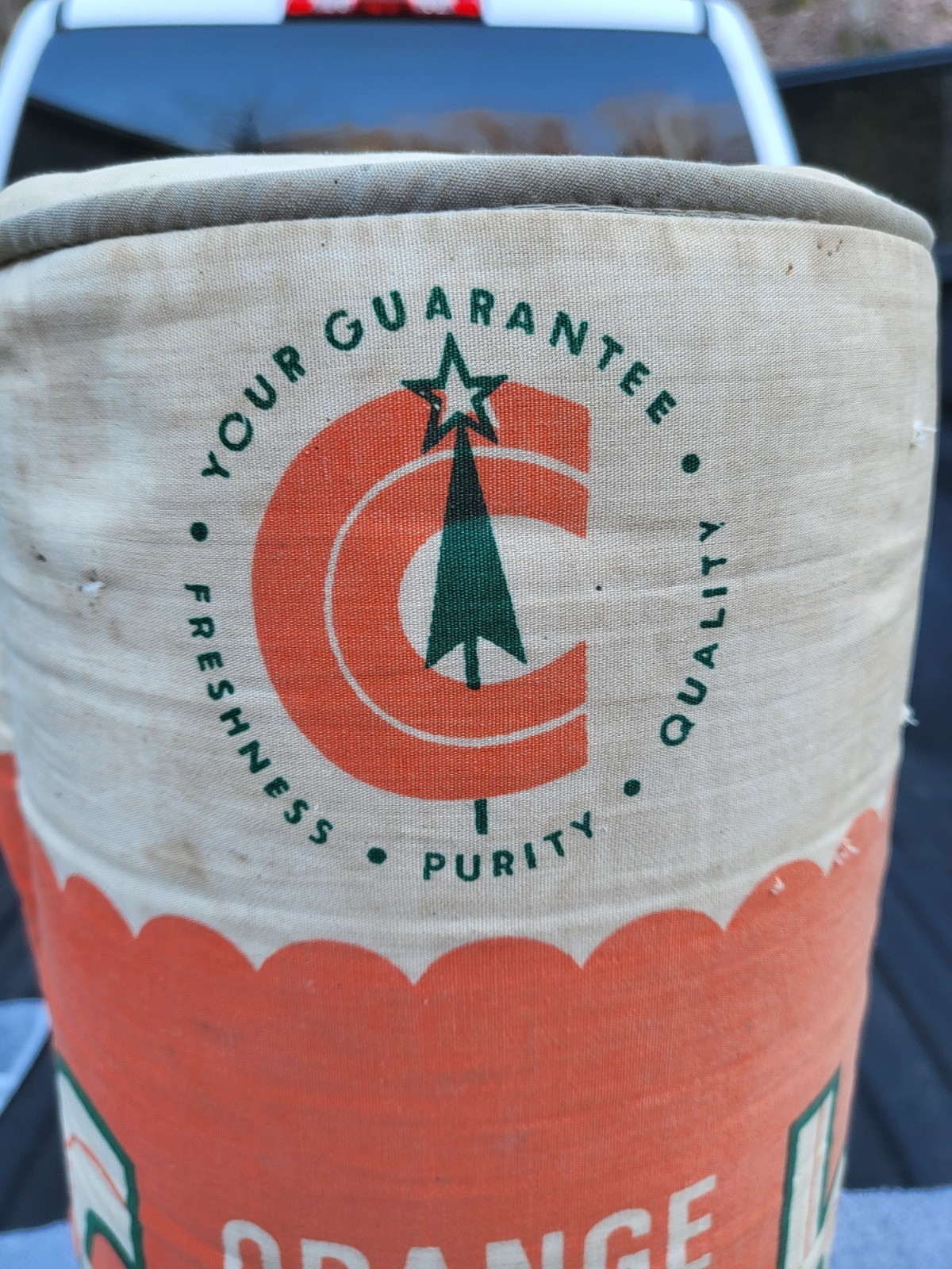 Orange Crush Pillow Can Advertising Sign, NOT FLANGE.