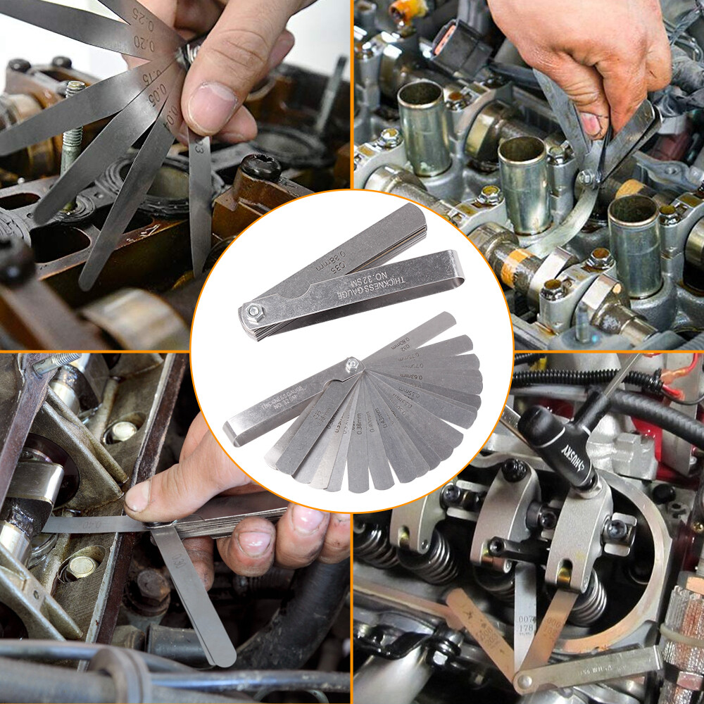 32 Blade Feeler Filler Gauge Spark Plug Gap Metric Imperial Measuring Brass Tool