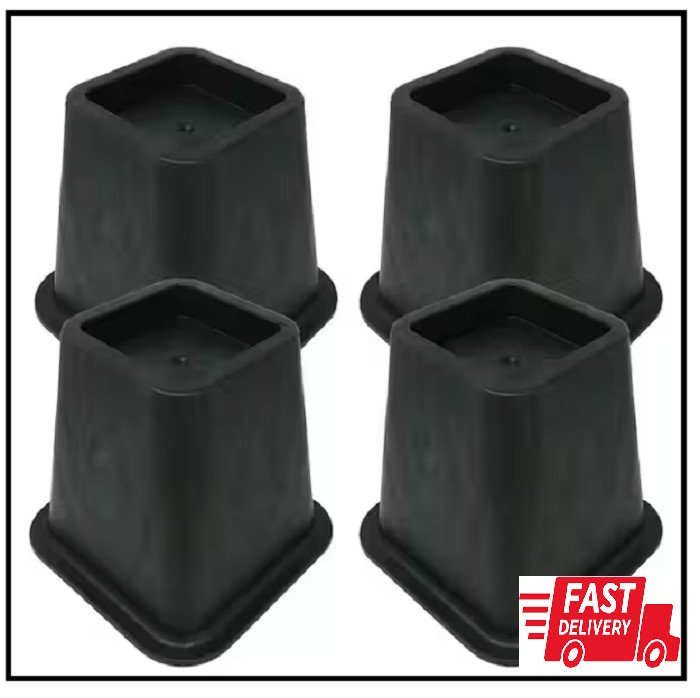 6 Inch Bed Risers 4-Pack Durable Heavy Duty Construction Ensures Black New