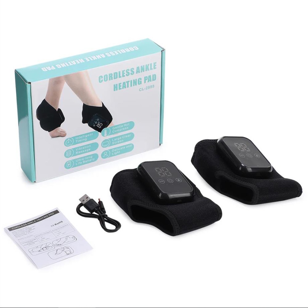 2x Electric Foot Ankle Massager Heating Vibration & Hot Compress Pain Relief