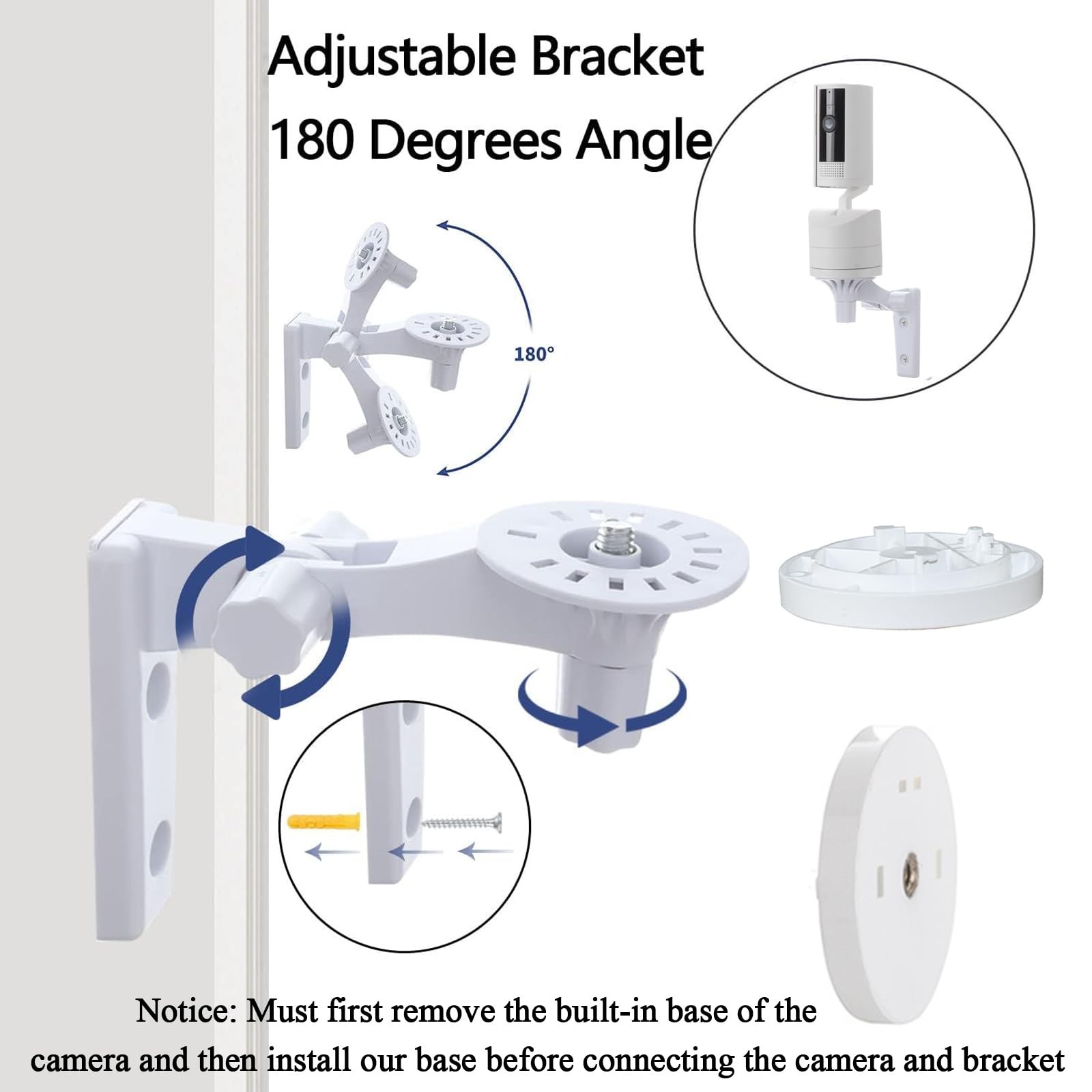 Wall Mount Only Compatible with Ring Pan-Tilt Indoor Cam (2024 White