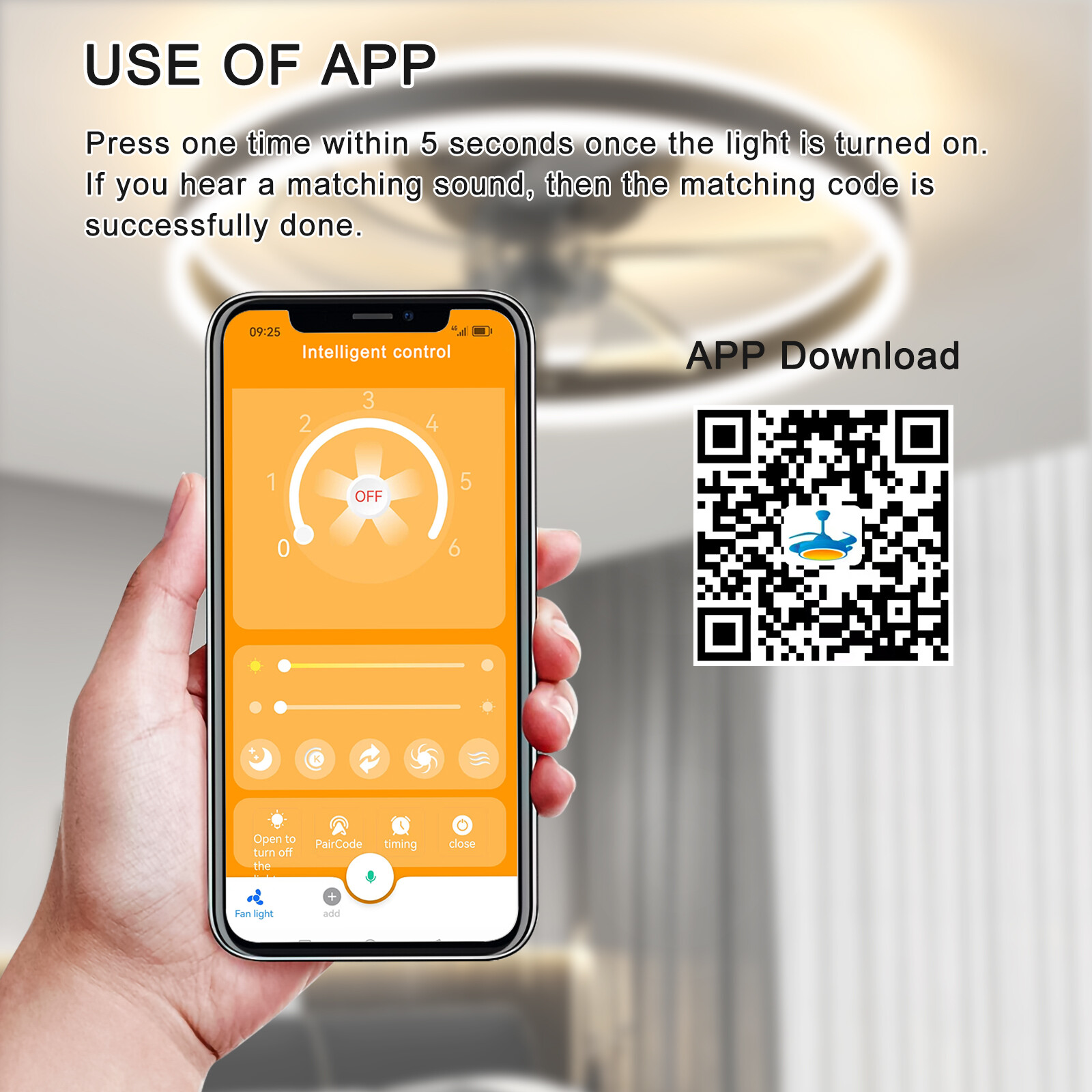 20" Modern LED Ceiling Fan Lights Flush Mount Light kit With APP Remote Control