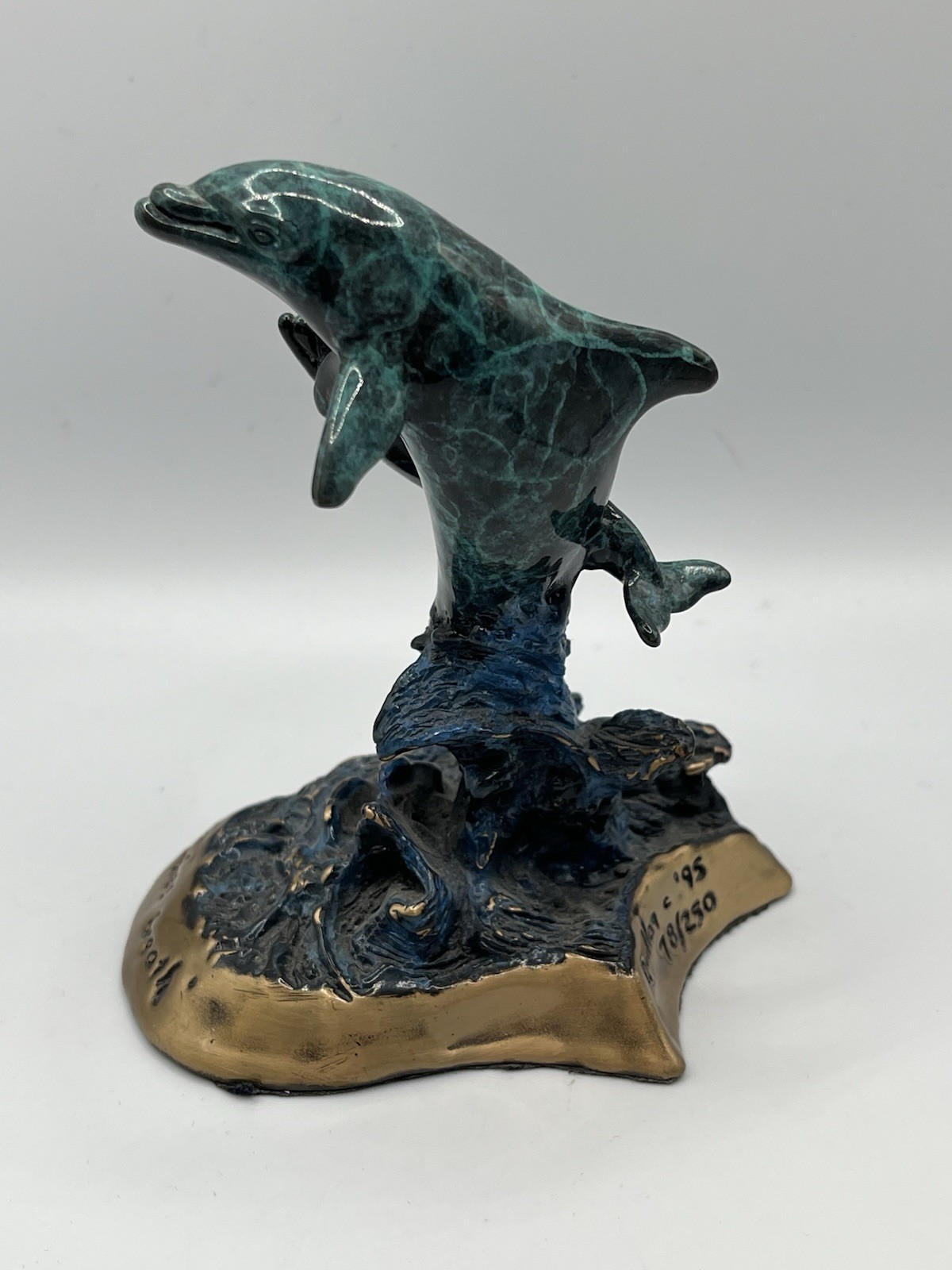 Joseph Francis Quillan "Babies Breath" Bronze Dolphin Sculpture Signed Ltd Ed