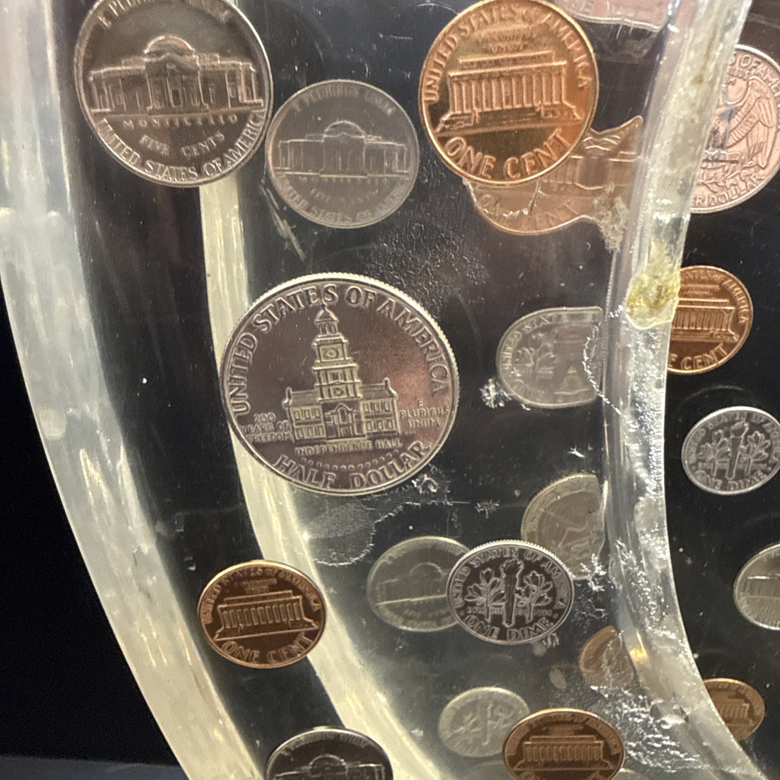 Lucite Las Vegas Toilet Seat Watch Gears U.S. Coins 1965-1981 Time Is Money