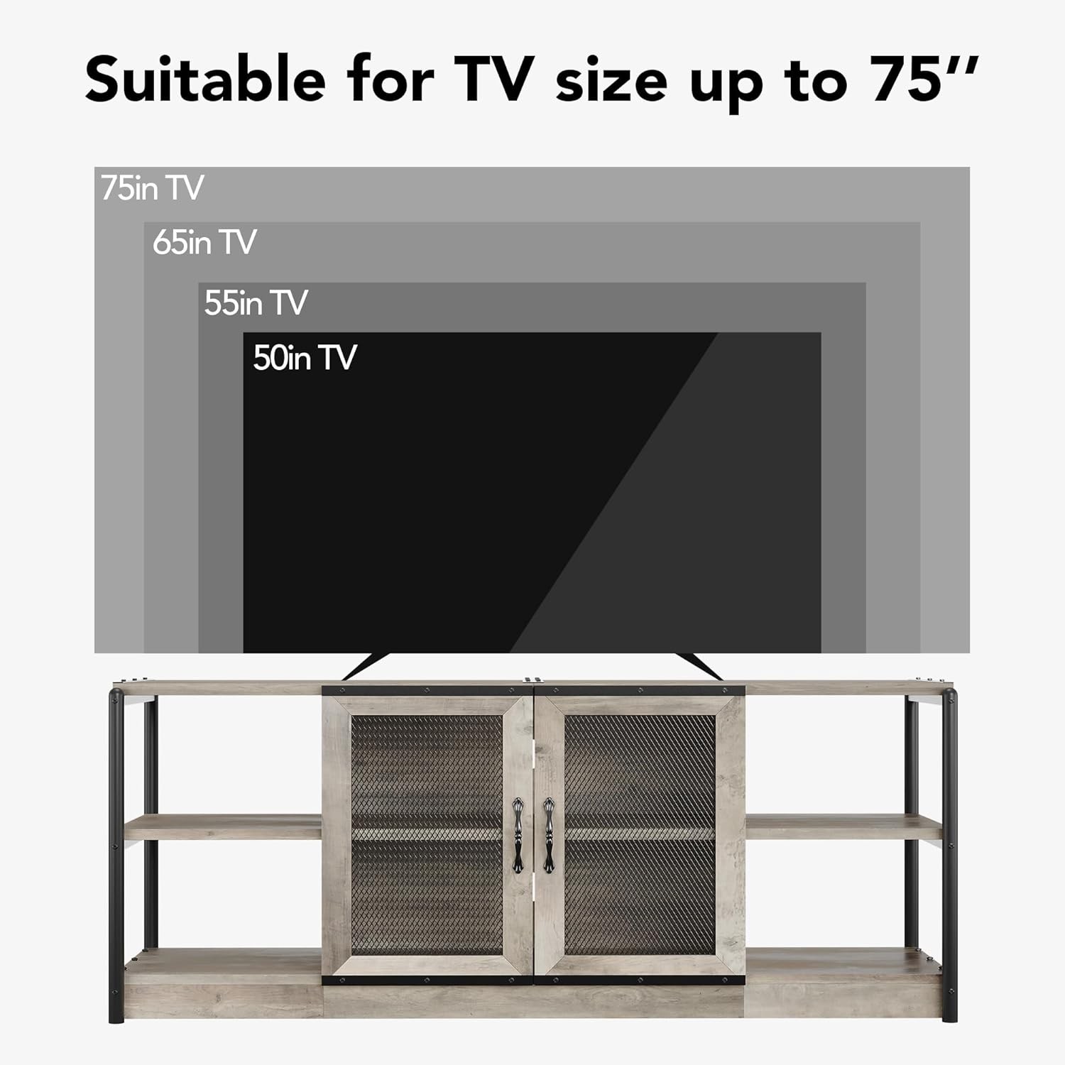 63'' Farmhouse TV Stand for 75'' TVs Entertainment Center w/ Storage Cabinet US