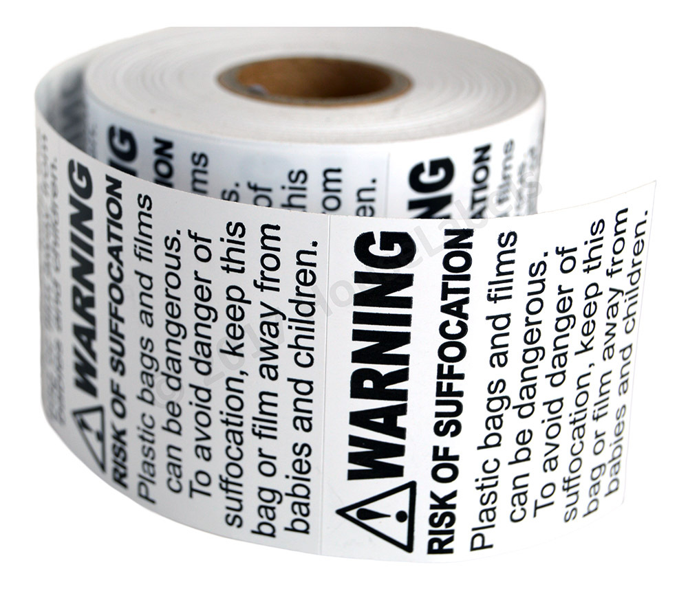 SUFFOCATION WARNING Labels/Stickers (2 x 2) - FBA Approved - (1) Roll of 500