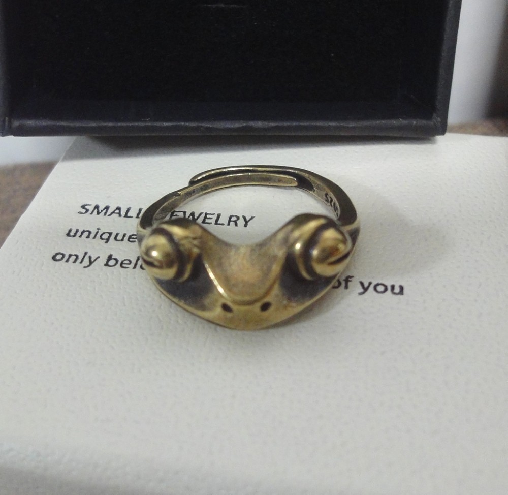 Retro Brass Frog Toad Statue Adjustable Ring US Size 6-8