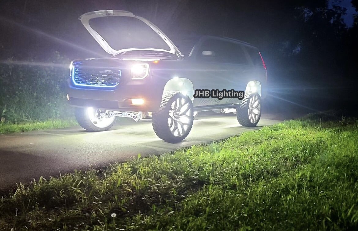 Set with (4) 17.5" QUAD ROW Strobes PURE WHITE Car Truck LED Wheel Rim Lights