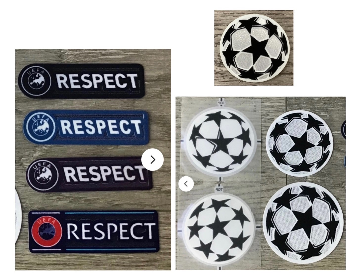 UCL UEFA Champions League Respect + Star Ball Patch Badge Parche Flicken