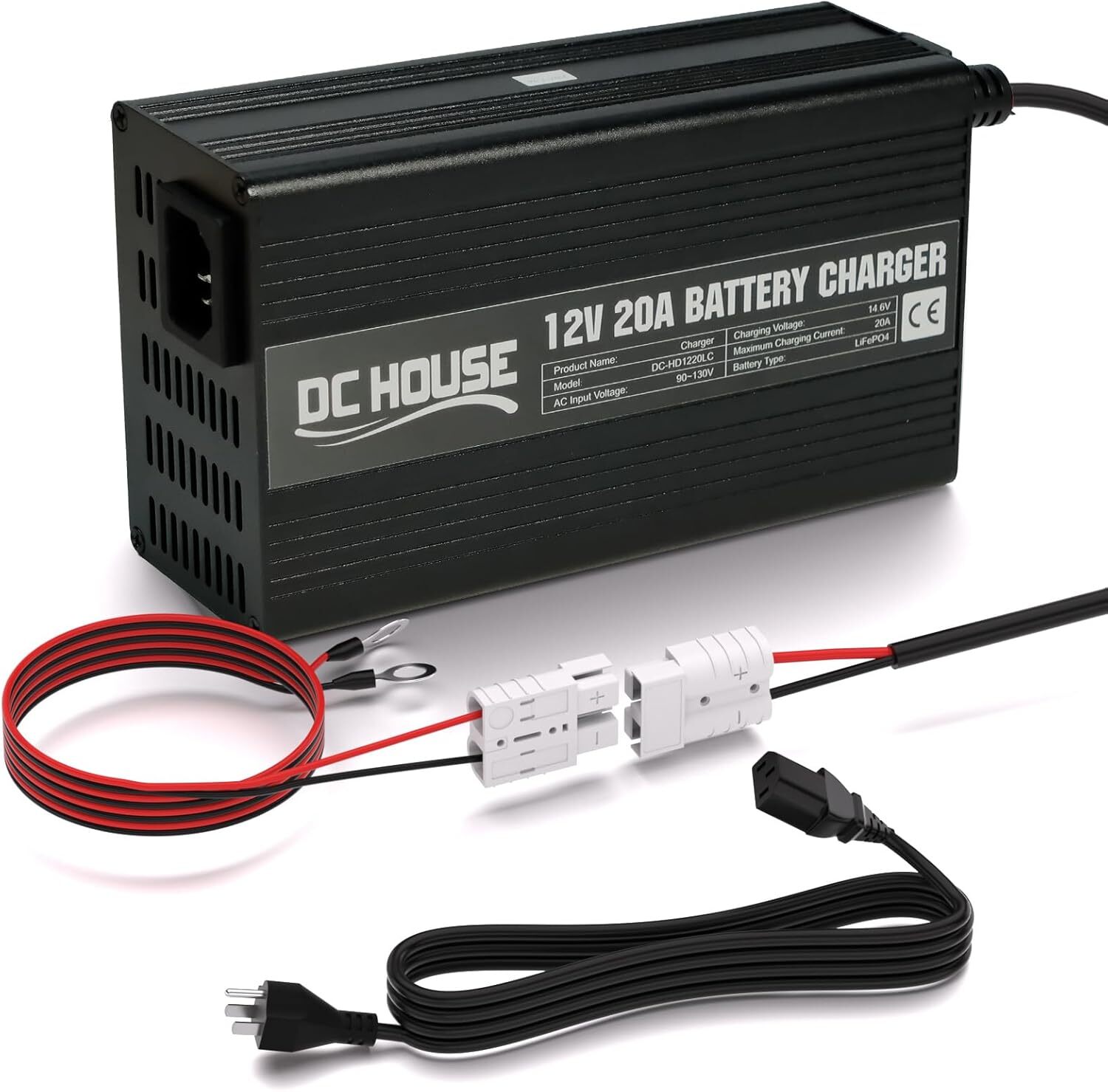 12V 20A Lithium Battery Smart Charger with Battery Quick Connector LED Indicator