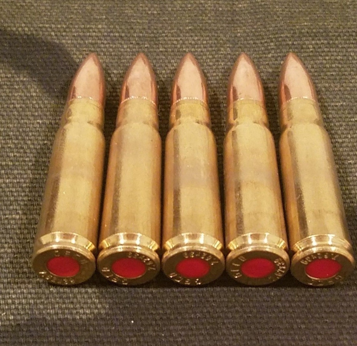 7.62x39 SNAP CAPS SET OF 5 "SAFETY RED"