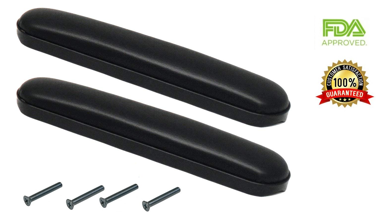 Full Length Padded Armrest Pads Black 14 Inch Pair, New