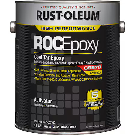 Rust-Oleum C9502402 Coal Tar Epoxy Activator, Clear, Semi-Gloss, 1 Gal