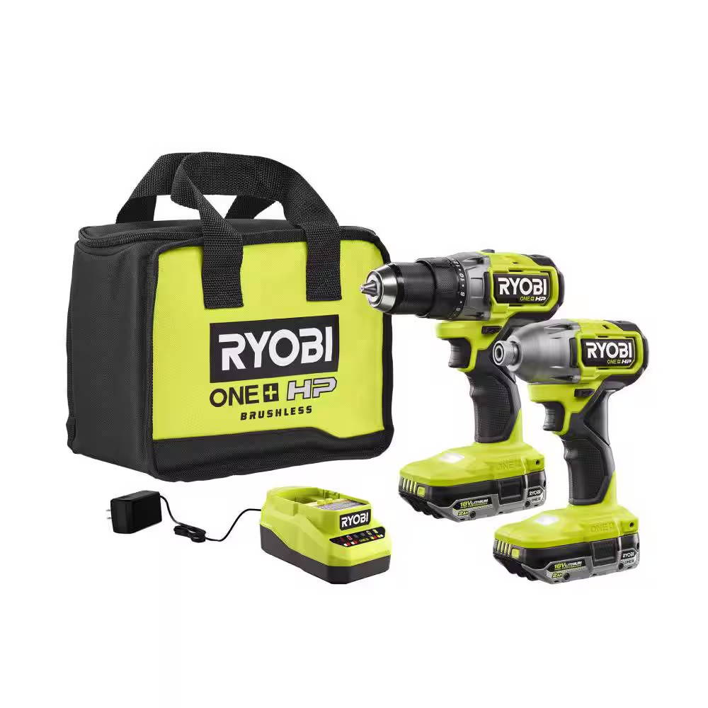 Ryobi PBLCK01K - HP 18V Brushless Cordless Compact 1/2" Drill & Impact Drill Set