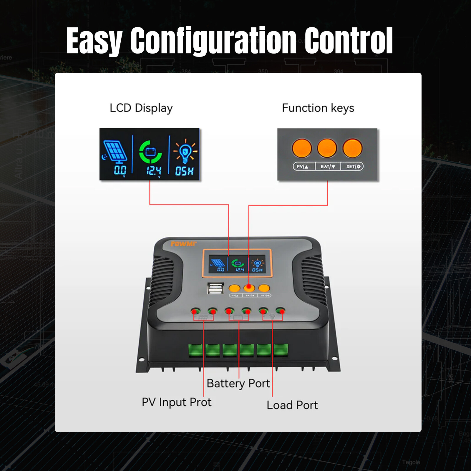 60A PWM Solar Panel Regulator Charge Controller lithium battery 12V/24V/36V/48V