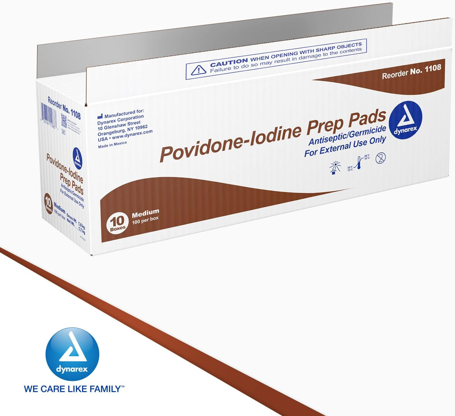 Povidone Iodine Prep Pads, Medium Sized Packaged in Individual Foil Packs, Brown