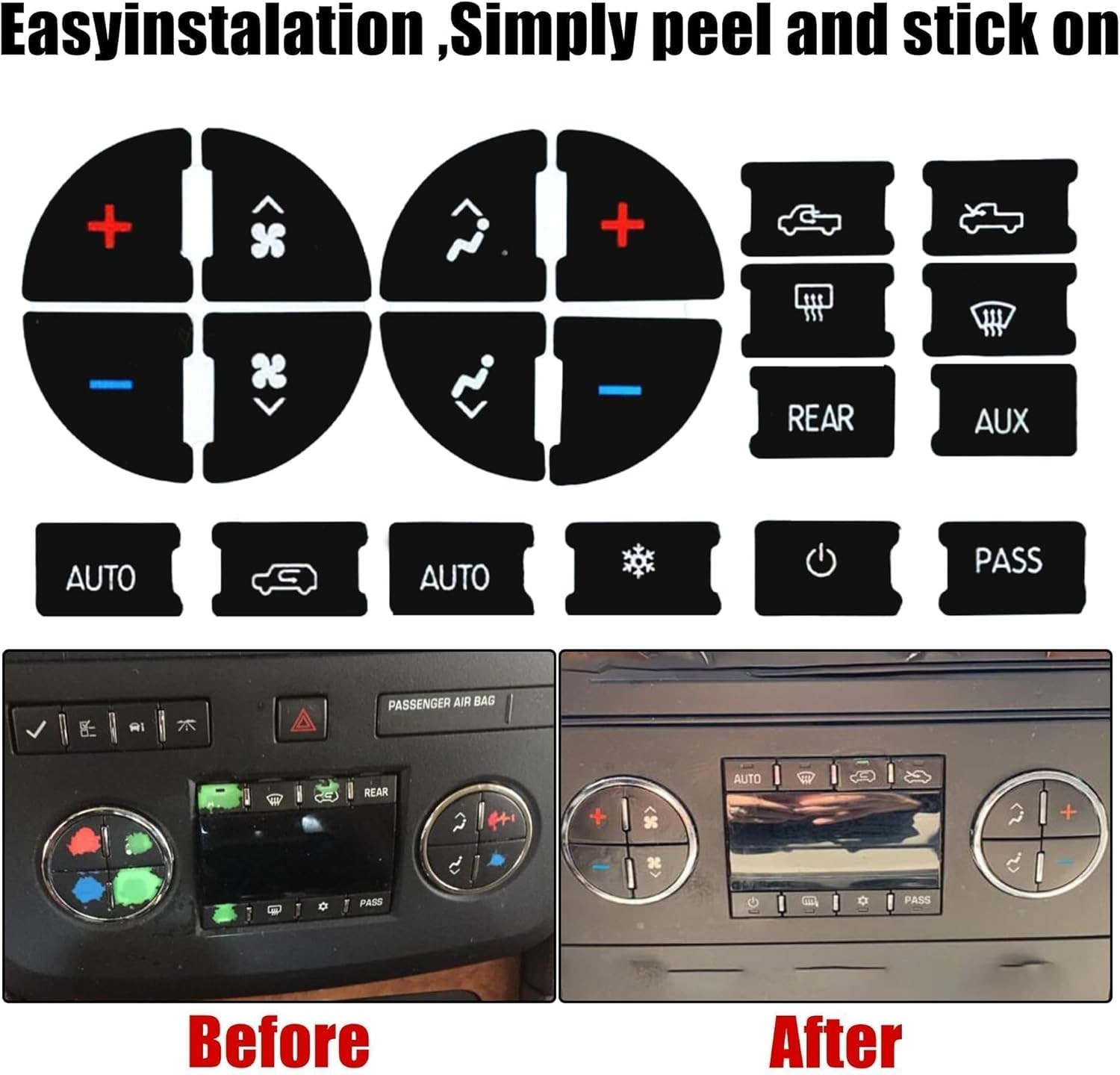 Replacement Climate Control Button Stickers For 2007-2014 Chevrolet GMC HVAC