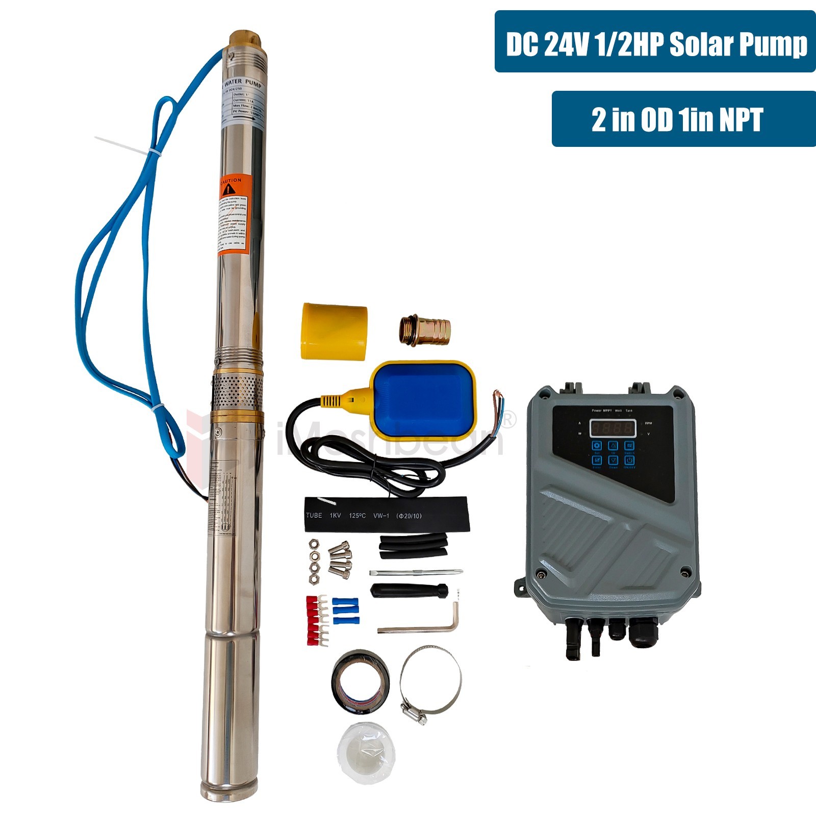 2" OD Solar Pump Submersible Pump Bore DC24V 250W Deep Well Pump+MPPT Controller