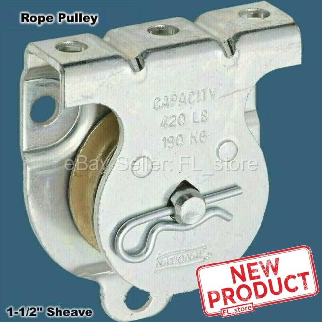 ROPE PULLEY Wall or Ceiling Mount 1-1/2" Sheave  Side or Top Fastened NEW