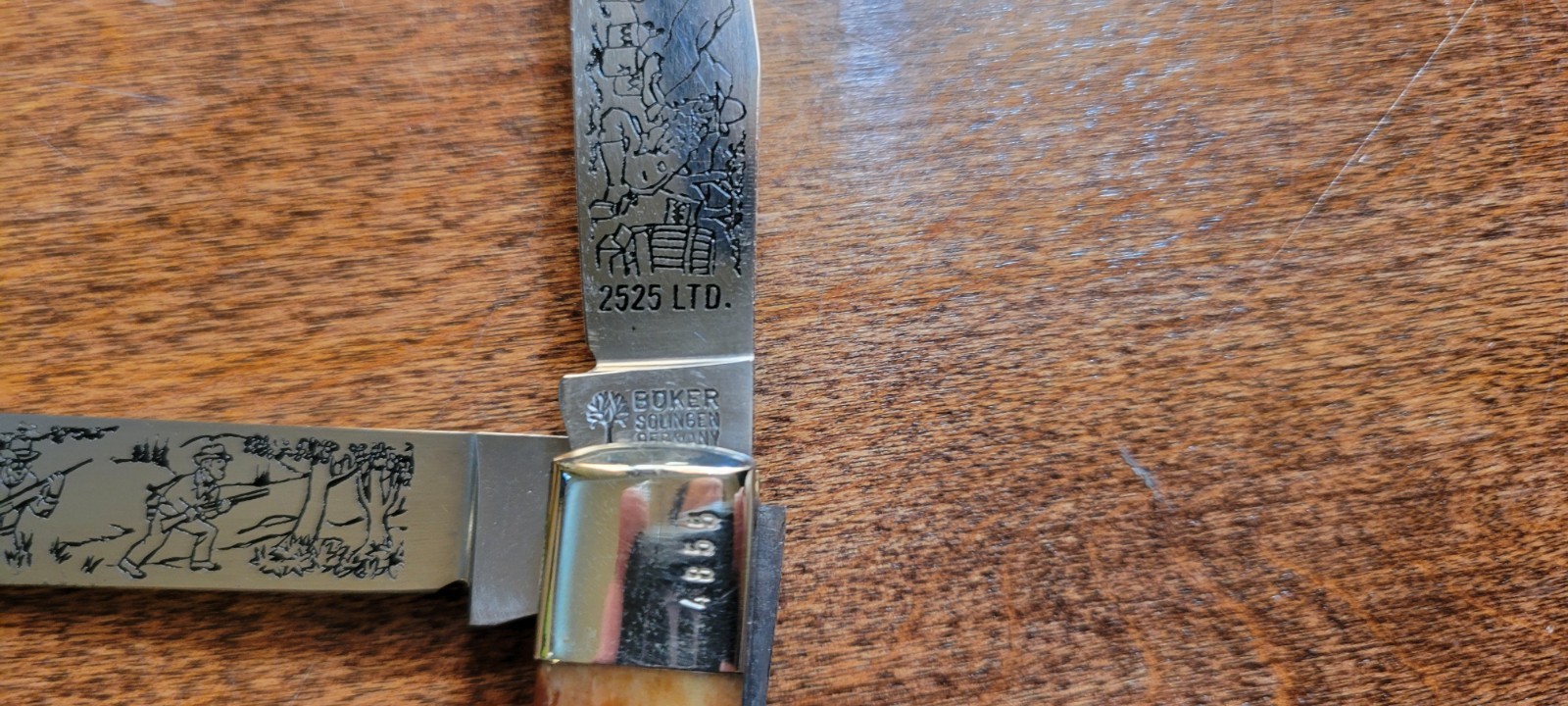 Boker 2525 White Lightning Limited Ed Trapper Pocket Knife with Box Germany