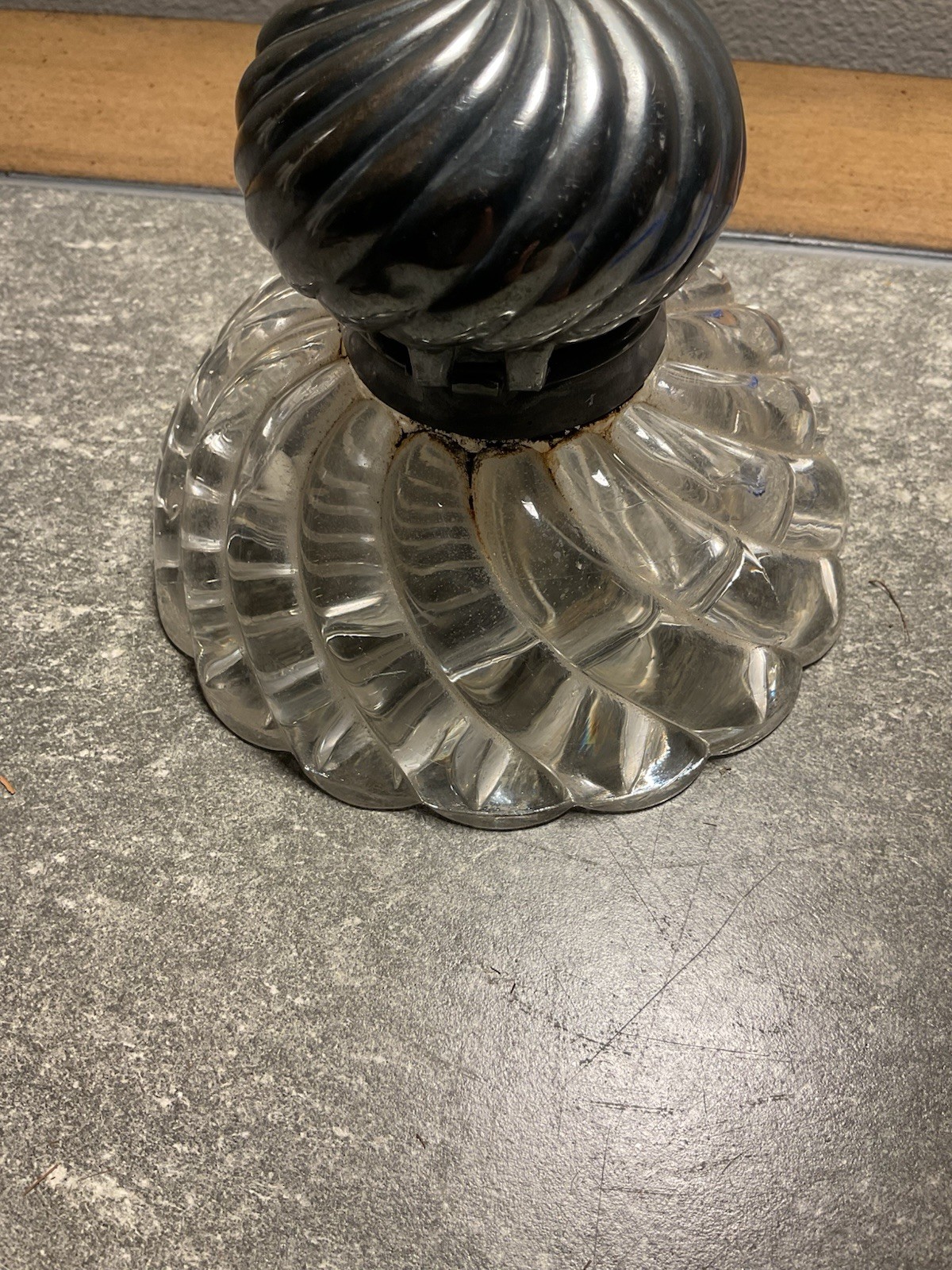 Antique Glass Inkwell Art Deco Swirled Top