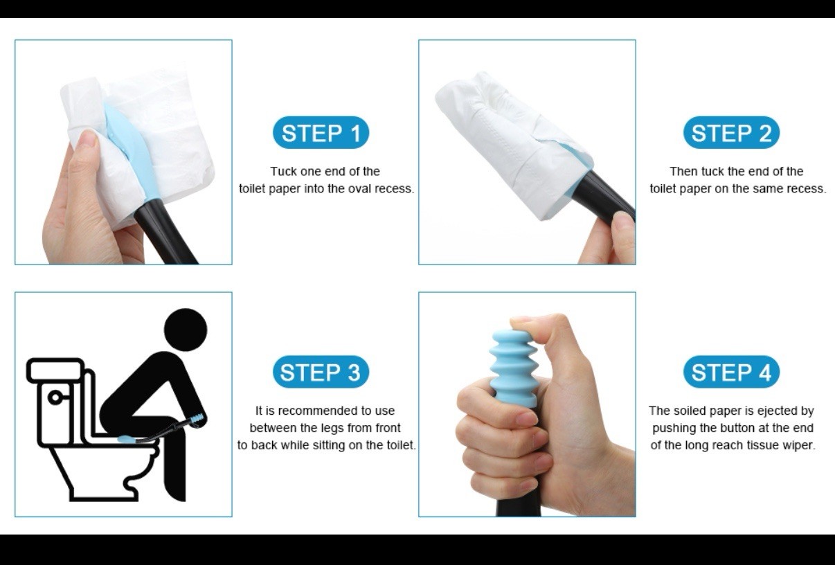 2 Packs 2 套 Long Reach Comfort Toilet Wiping Aids Tools - Self Assist Bathroom