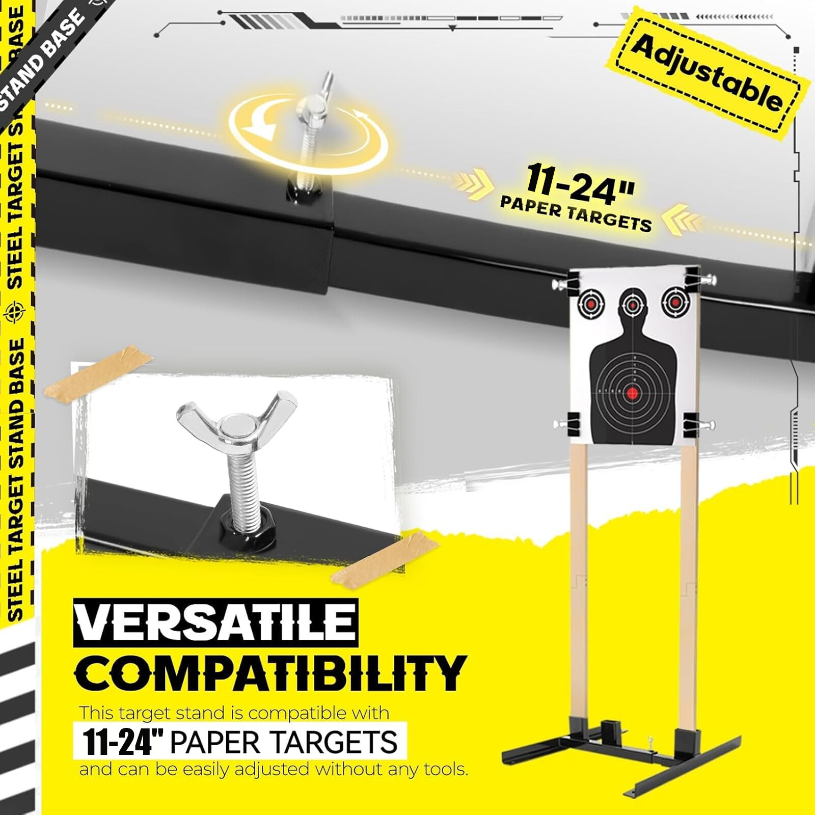 1X H Shape Adjustable Target Stand Base For Paper Shooting Cardboard Silhouette