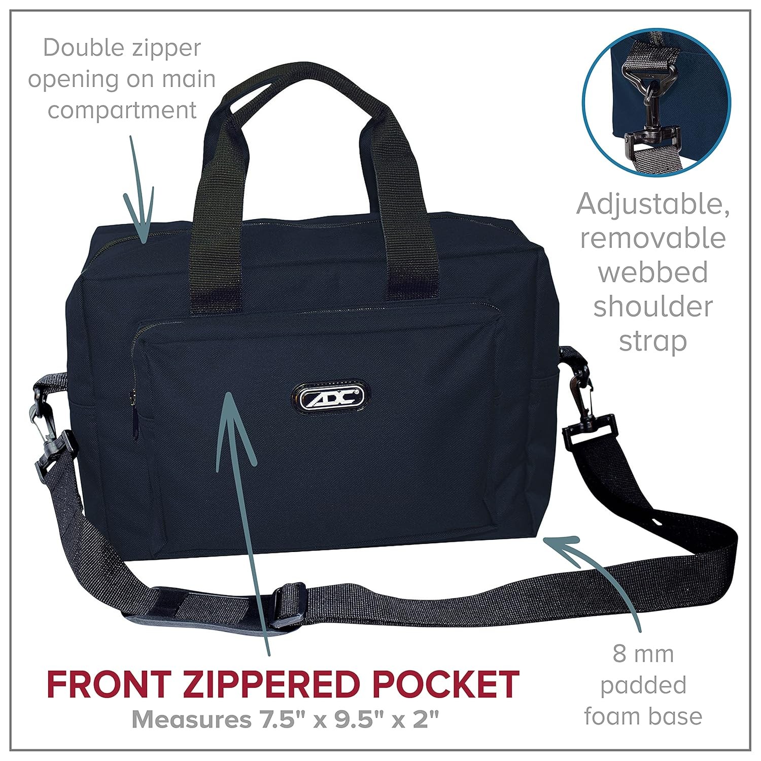 ADC Nylon Nurse/Physician Medical Bag, Navy 1/EA