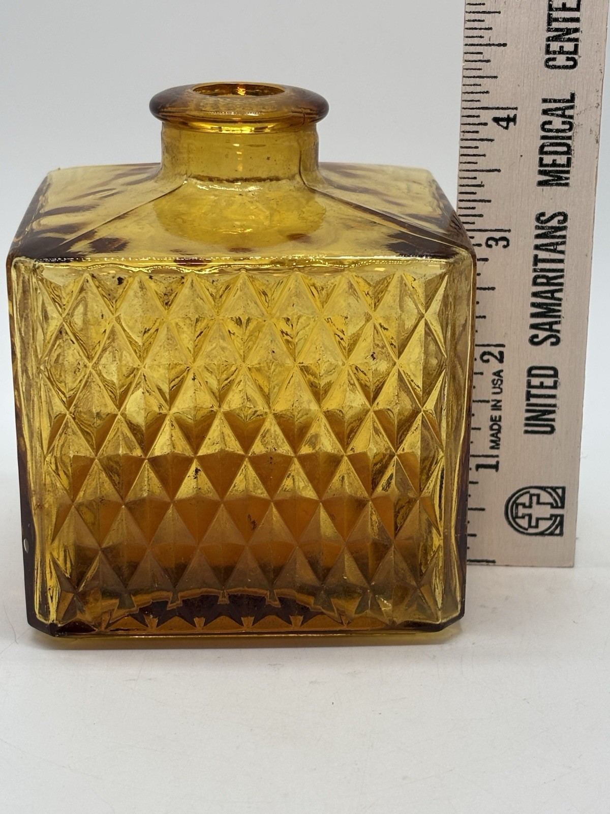 Vintage 1970’s Amber Glass Decanter/ Barware Home Decor 5”