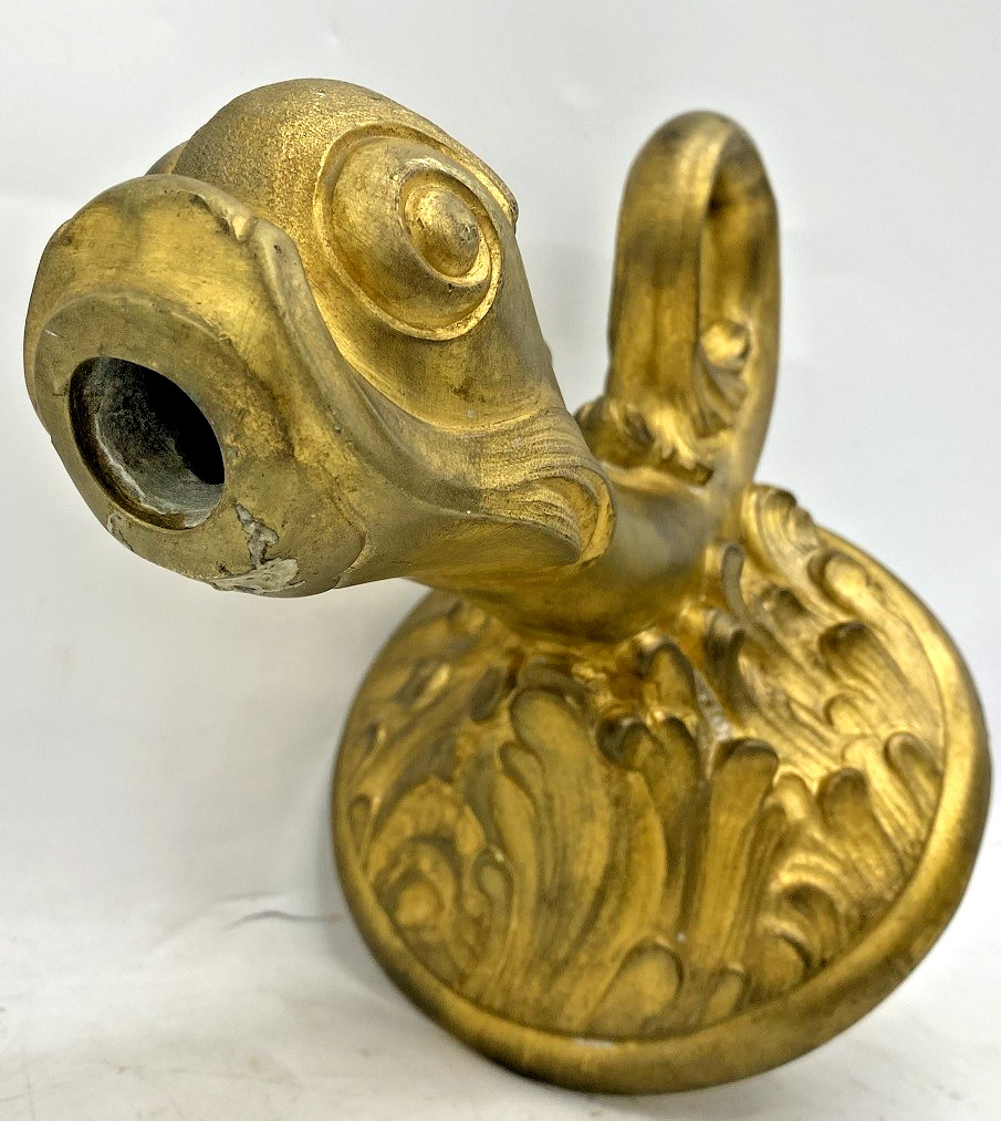 Large antique french fountain head faucet 19th century bronze fish