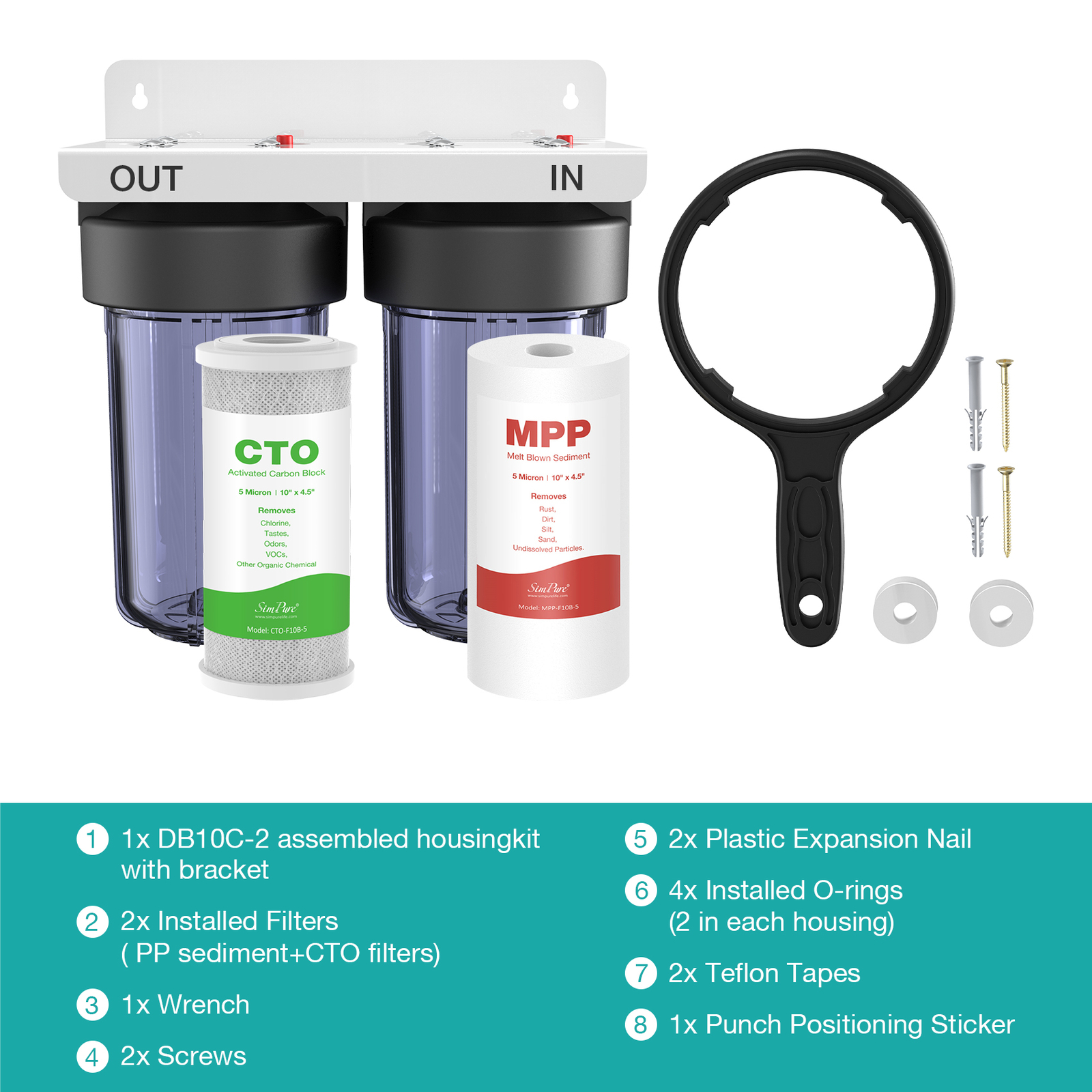 Big Blue Whole House Water Filter System City/Well Water Filtration 100000 Gal