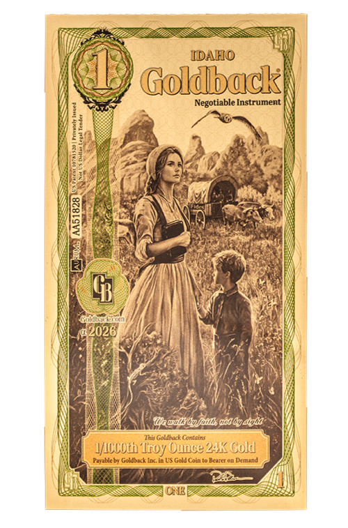Idaho Alpha 1 Goldbacks 2026 Gold Polymer Note 1/1000th Troy Oz 24KT Pre-Sale