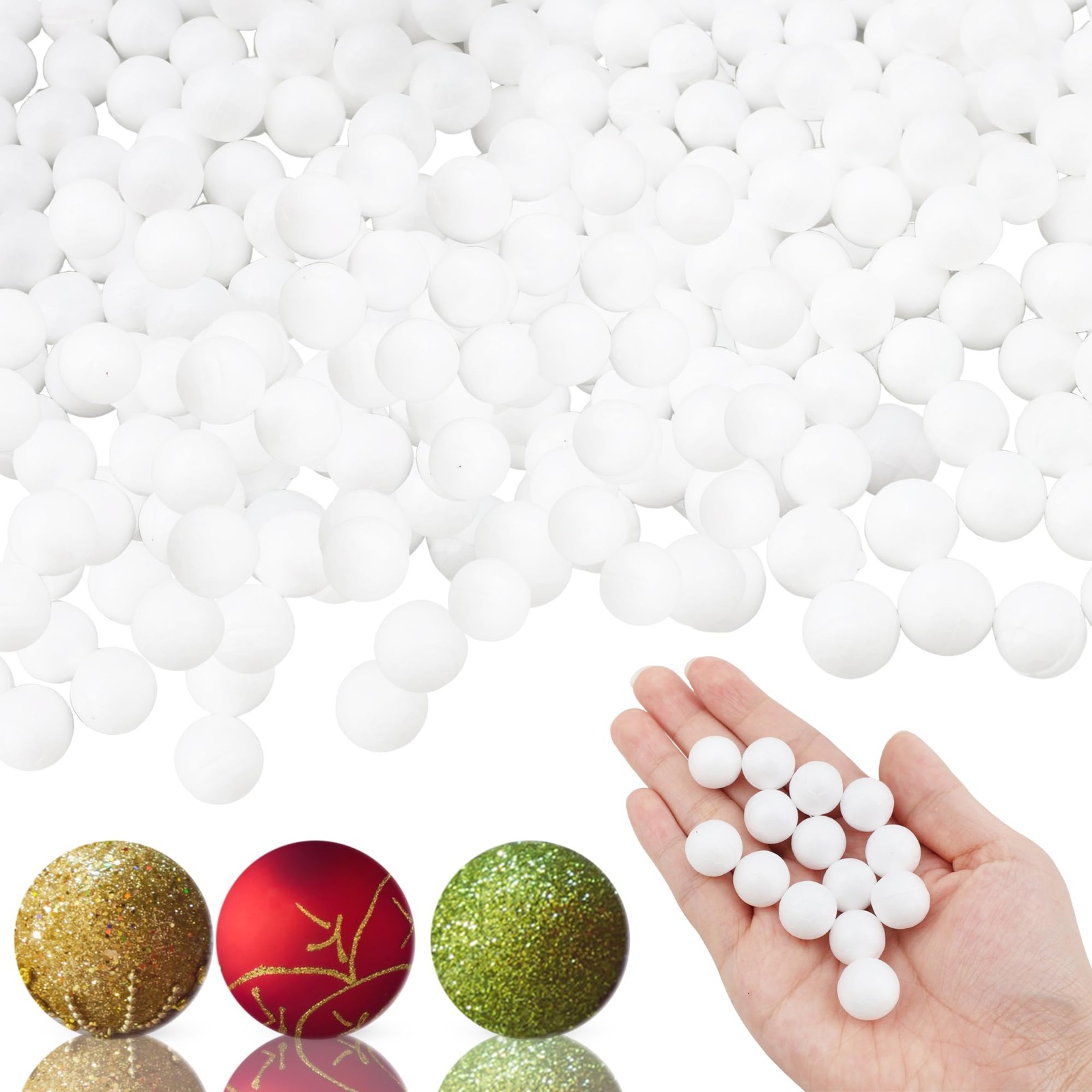 600 Pcs Blank Foam Balls Small DIY Craft Mini White white