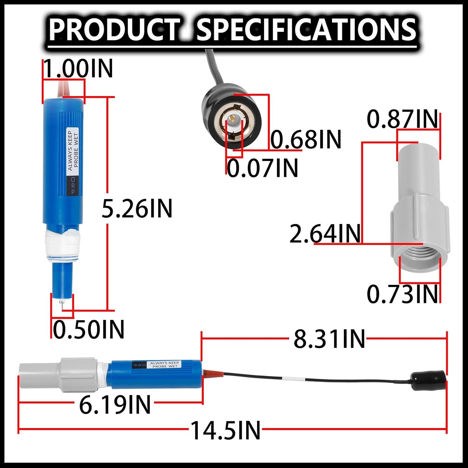 For Hayward Sense and Dispense ORP Probe PH Probe GLX-Probe-ORP or GLX-Probe-PH