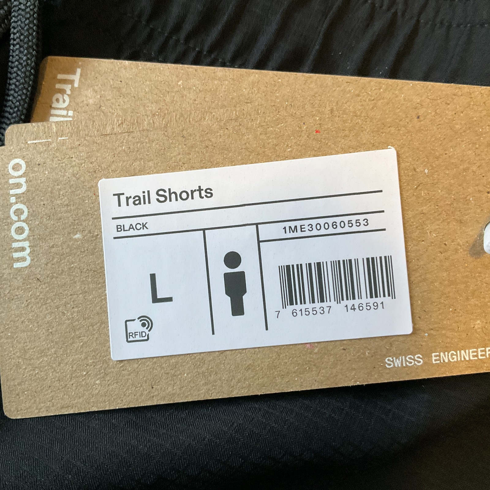 On Cloud Trail Shorts Mens Size L Black Light Weight Drawstring Stretch Waist