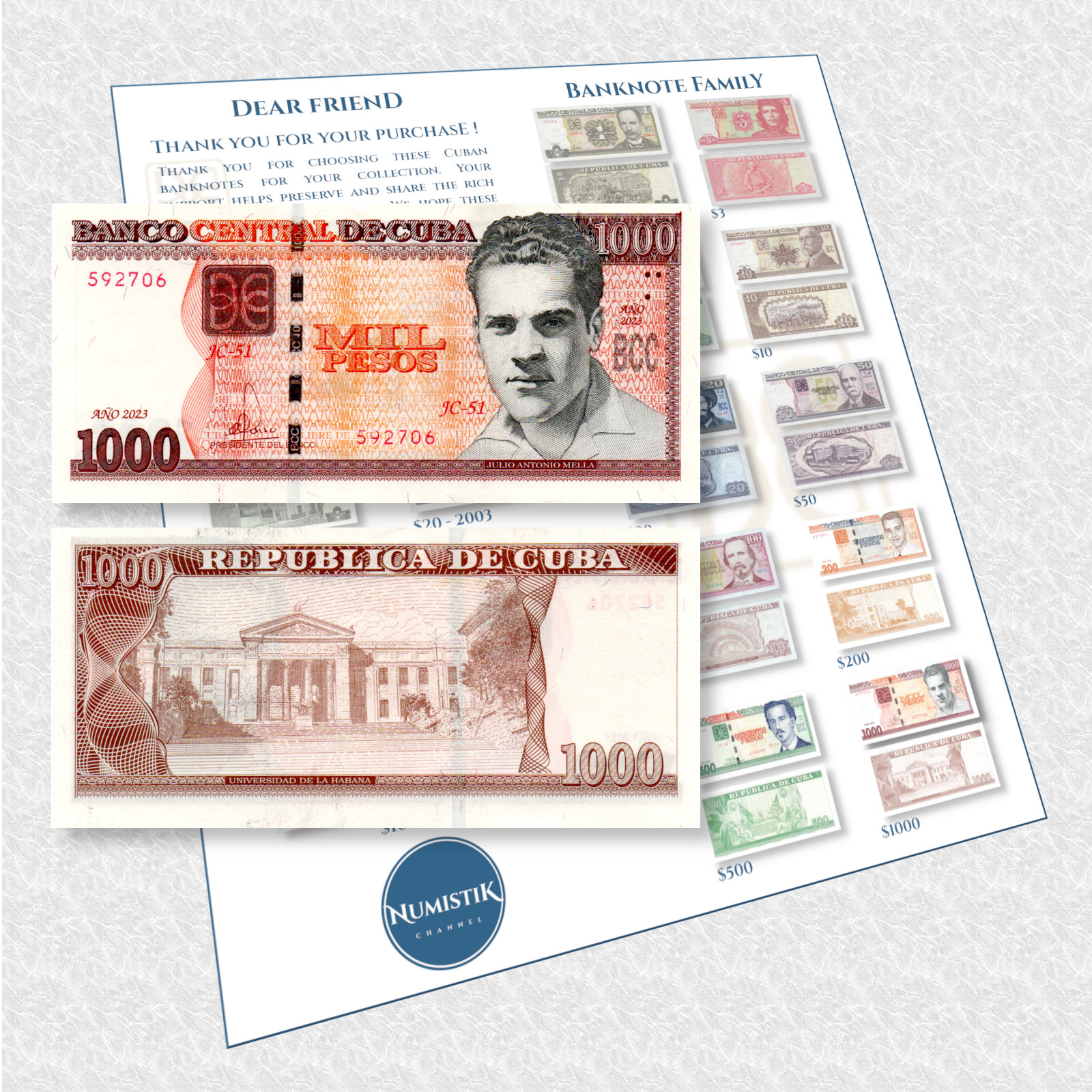 BCC - HIGH DENOMINATION - 1000 pesos UNC Banknote and Free Banknote Family Guide