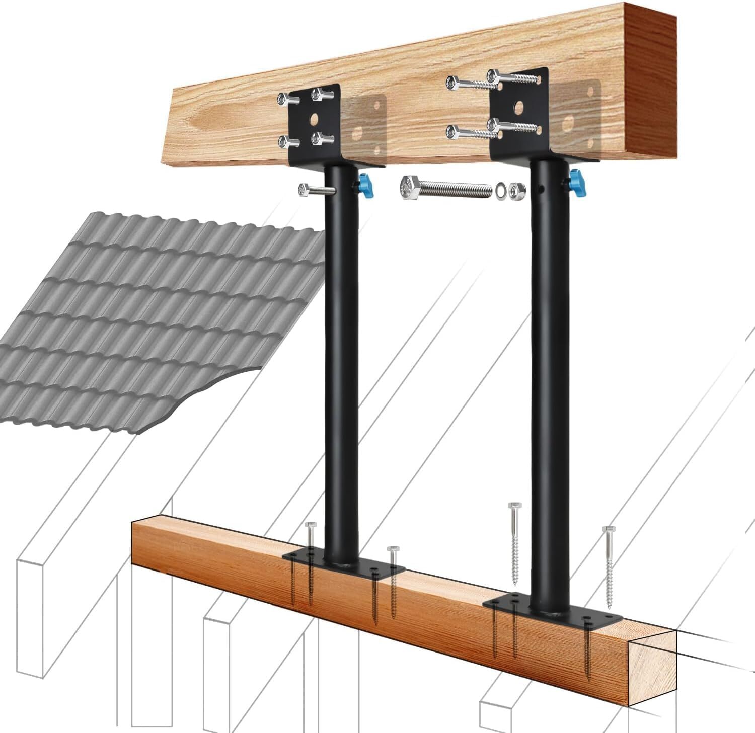 2Pack 3.6" Saddle Stainless Steel Roof Riser for Patio Pergola(Enhanced)