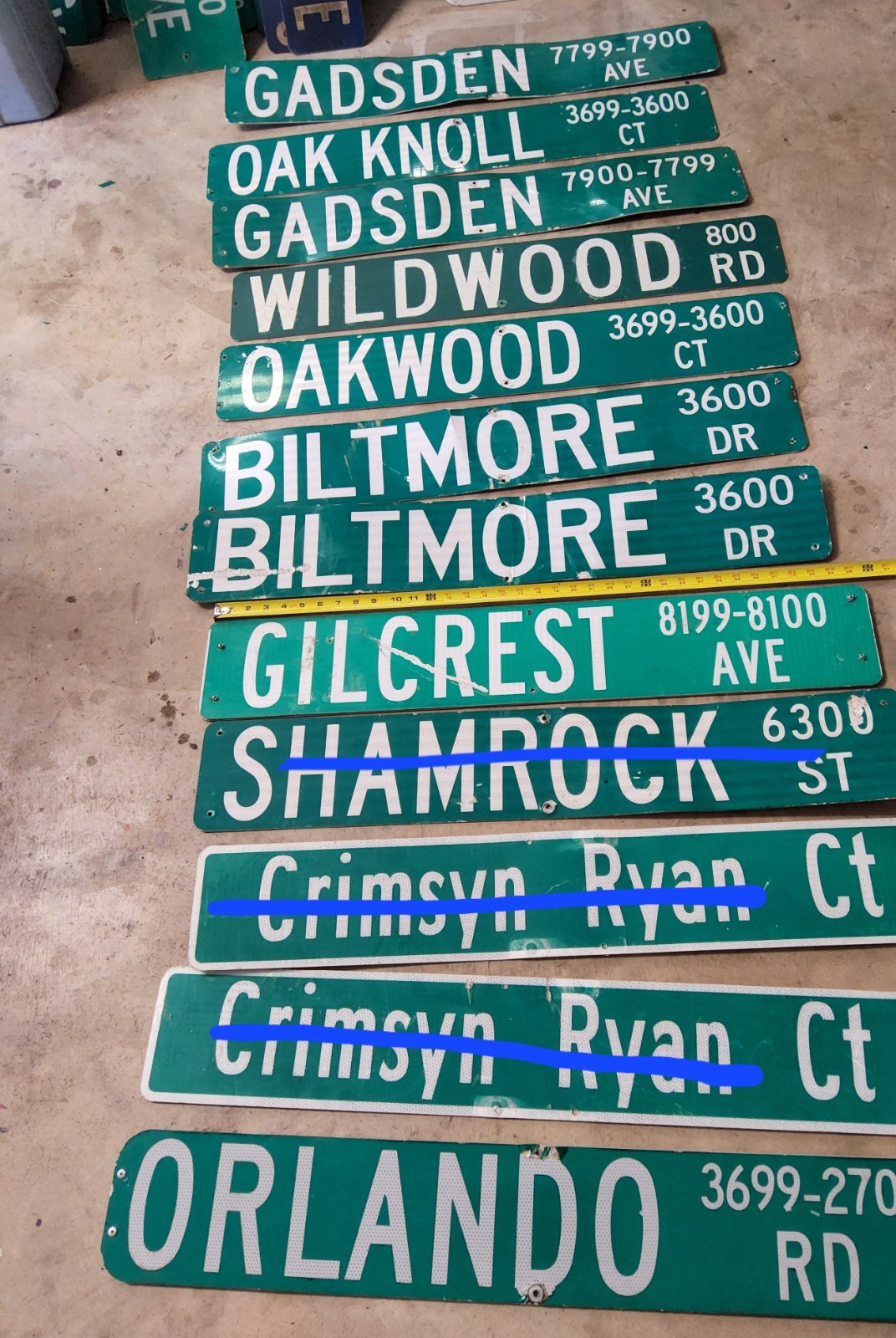 Street name signs pICK ONE. Approximately 36 inch in length