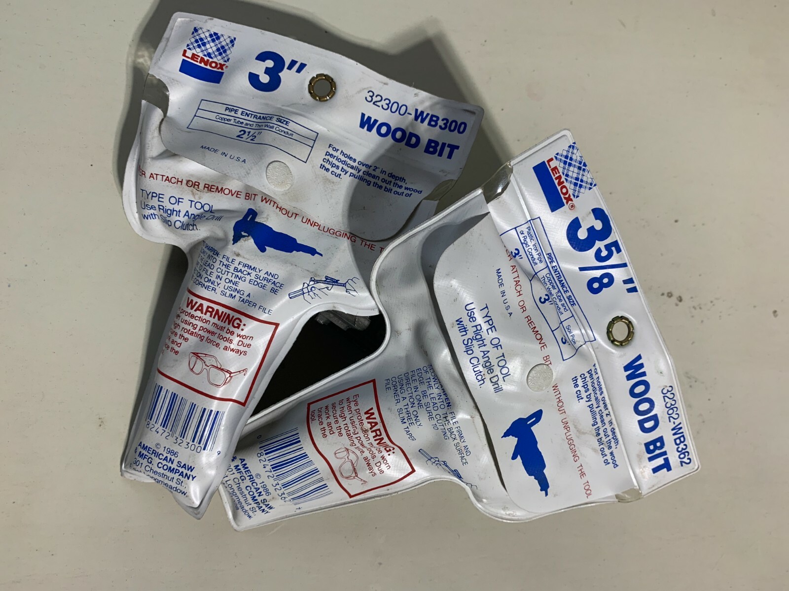 2 - Lenox Self Feed Wood Drill Bits 3" + 3 5/8" Bi metal NEW MADE IN USA