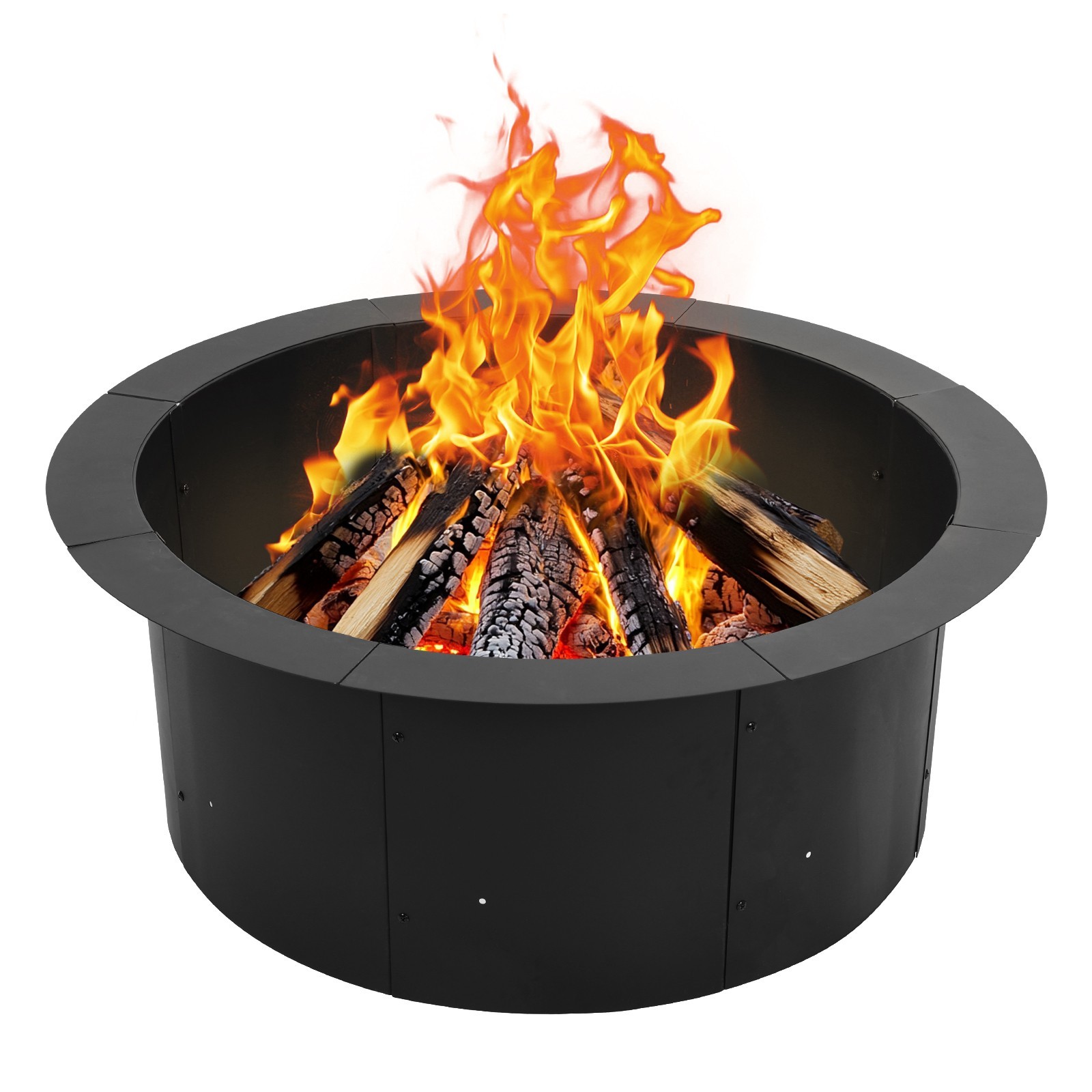Aoodor 36'' Fire Pit Ring Heavy Duty Metal Round Fire Pit for DIY Wood Burning